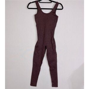 We Over Me Jumpsuit Women XS Strappy Spacedye Purple Athleisure One Piece